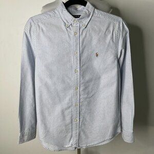 POLO Ralph Lauren Kid's Boy's Light Blue Button Down Striped Shirt Size Large